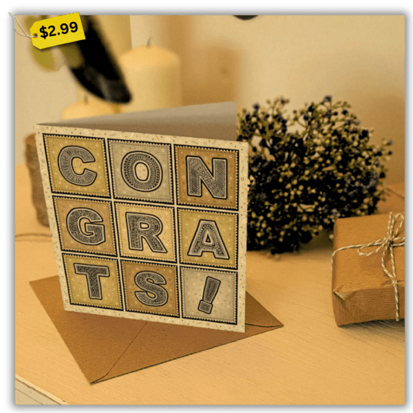 Silver and Gold Typographic Congratulations Card - Image 2