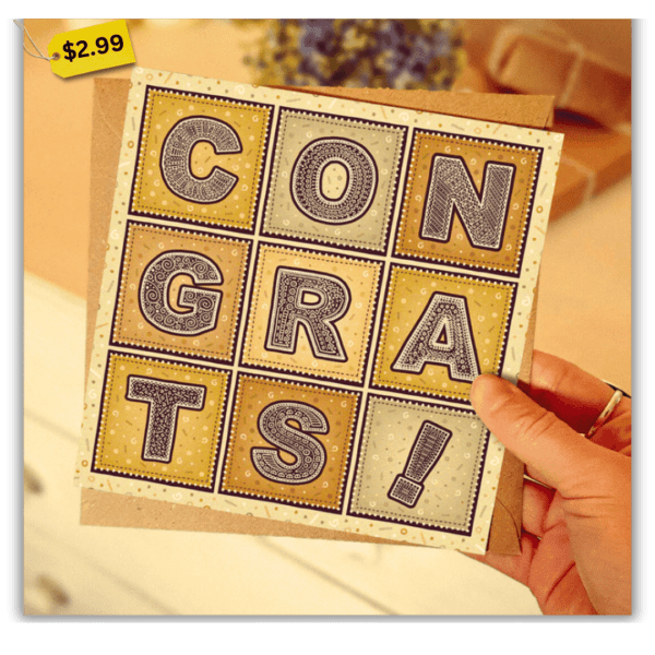 Silver and Gold Typographic Congratulations Card - Image 3