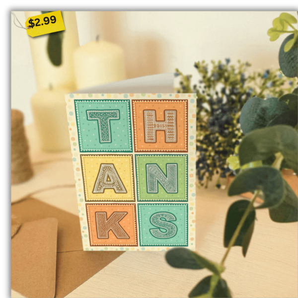 Turquoise Orange and Yellow Typographic Thank You Card - Image 4