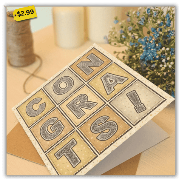 Silver and Gold Typographic Congratulations Card - Image 4