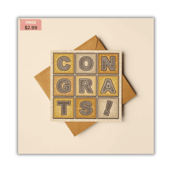 Silver and Gold Typographic Congratulations Card